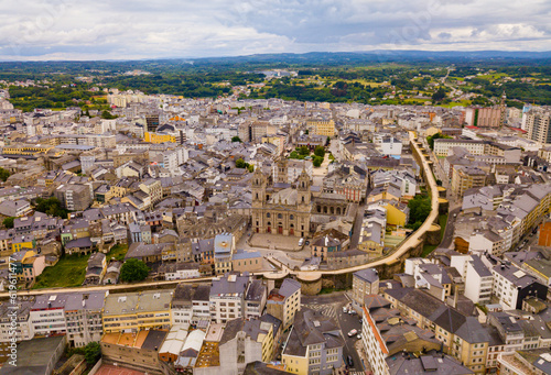 Panoramic view from drone on the city center Lugo. Galicia. Spain photo