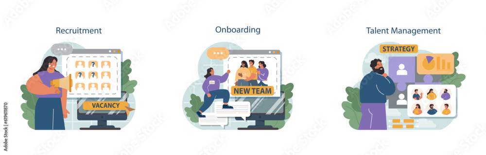 Human resources manager competencies set. Recruitment and personnel Human resources manager competencies set. Recruitment and personnel