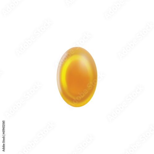 Yellow oval realistic medicine pill 3D style, vector illustration