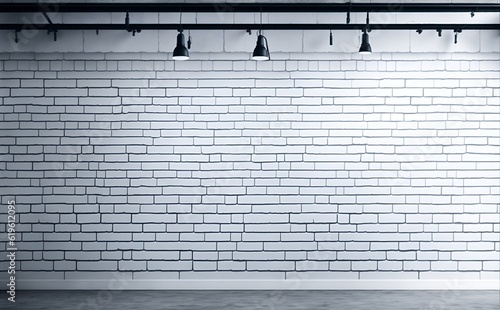 white brick wall with spotlights