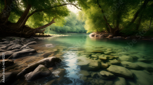 美しい湖畔の静寂 No.015   Serene Beauty of the Lakeside Generative AI © Lumin5e616f1