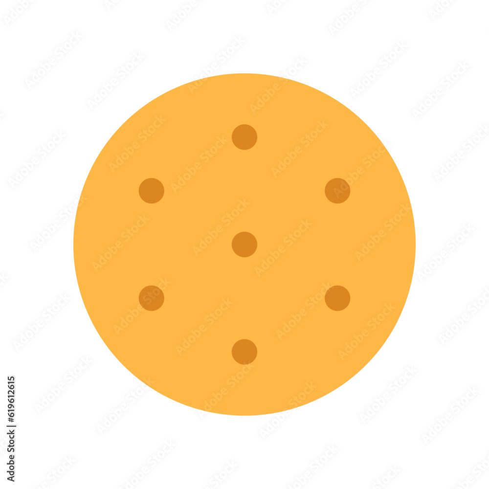 Crispy cheese circle cracker isolated on white background. Round shaped salted crunchy meal sign or logo flat design. Yellow baked wheat dessert. Minimal abstract cookie top view vector illustration. Crispy cheese circle cracker isolated on white background. Round shaped salted crunchy meal sign or logo flat design. Yellow baked wheat dessert. Minimal abstract cookie top view vector illustration.