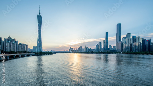 Architectural Scenery of the Urban Skyline in Guangzhou Financial District