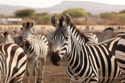 zebras on the ranch. Neural network AI generated