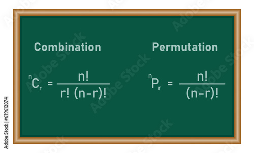 Permutation and combination formulas in mathematics.