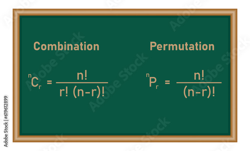 Permutation and combination formulas in mathematics.