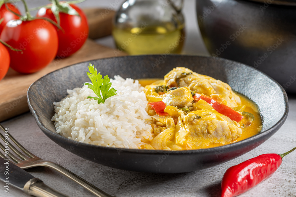 Fish stew. Traditional dish in Brazil, (Moqueca Baiana de Peixe).