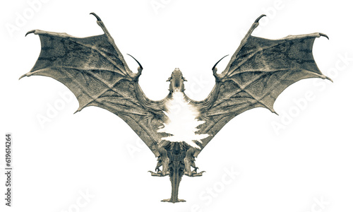 Naklejka magic dragon spiting fire bottom view