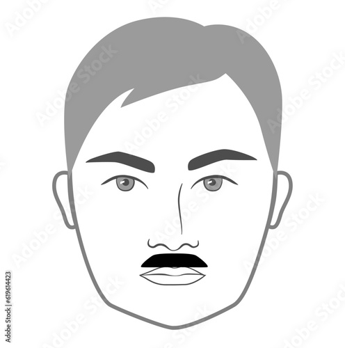 Lampshade mustache Beard style men face illustration Facial hair. Vector grey black portrait male Fashion template flat barber collection set. Stylish hairstyle isolated outline on white background.