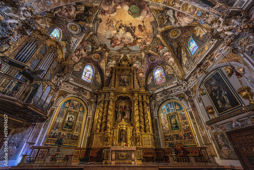 Spain, Valencia, Ornate baroque interior of church photo