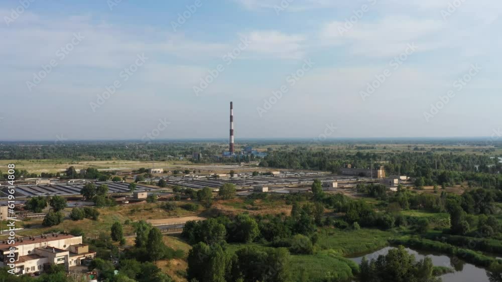 Aerial view of landscape with industrial zone. Suburbs view from above. Aerial view of landscape with industrial zone. Suburbs view from above.