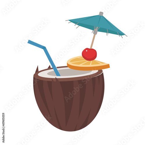 cocktail on the beach in a coconut
