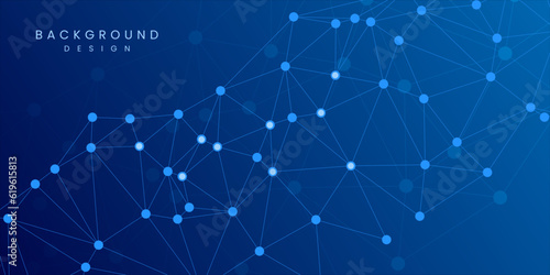 abstract blue background with triangles and molecular	