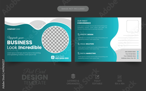 Corporate business post card design template. Business marketing agency promotion post card design. Creative modern digital marketing agency business promotion post card design template. 