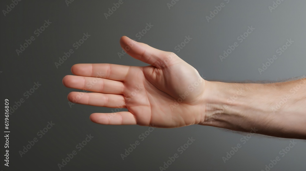 A person's hand reaching out towards the camera