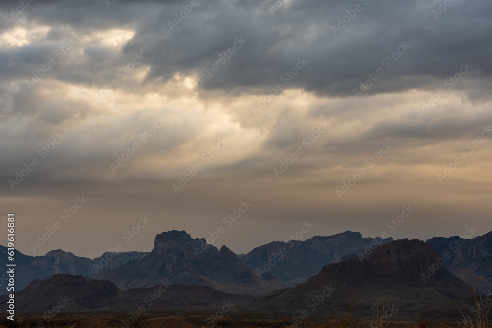 Menacing Clouds Hang Over The Chisos Mountains In Big Bend Menacing Clouds Hang Over The Chisos Mountains In Big Bend