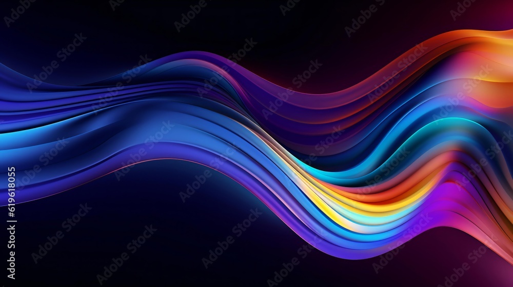 A vibrant and colorful wave of light against a dark background A vibrant and colorful wave of light against a dark background