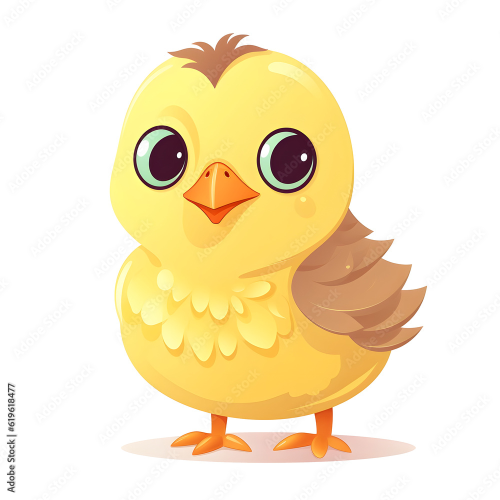 Cute and vibrant illustration of a baby chick with a splash of colors