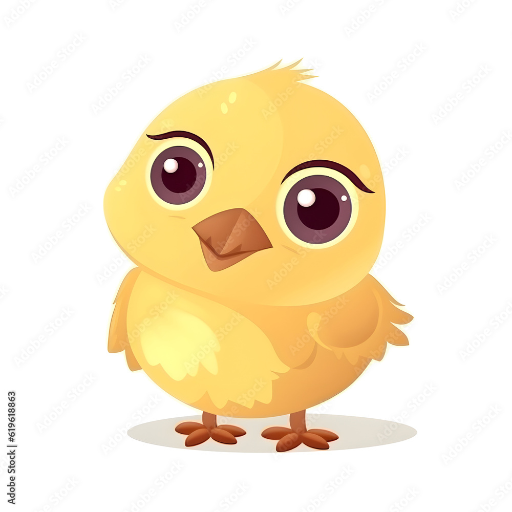Vibrantly colored illustration of a joyful baby chick