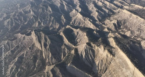 Aerial view of beautiful textures and hills in Vashlovani national park. Gorgeous place in Georgia. photo