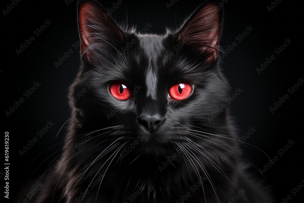 Black cat as a symbol of superstition among different peoples of the world. AI generated, human enhanced