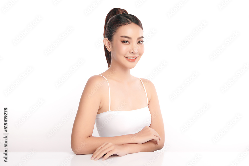 Beautiful young asian woman with clean fresh skin on white background, Face care, Facial treatment, Cosmetology, beauty and spa, Asian women portrait. Beautiful young asian woman with clean fresh skin on white background, Face care, Facial treatment, Cosmetology, beauty and spa, Asian women portrait.