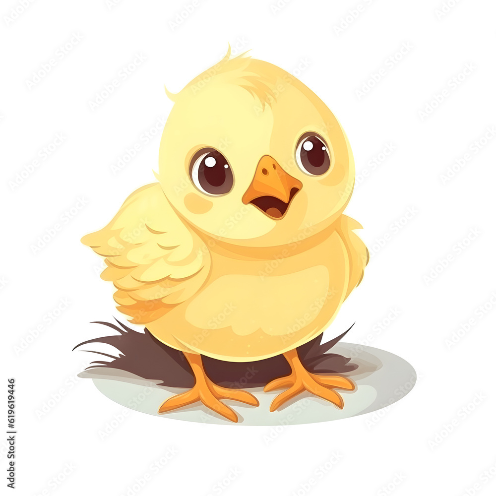Bright and whimsical clipart of a cute baby chick