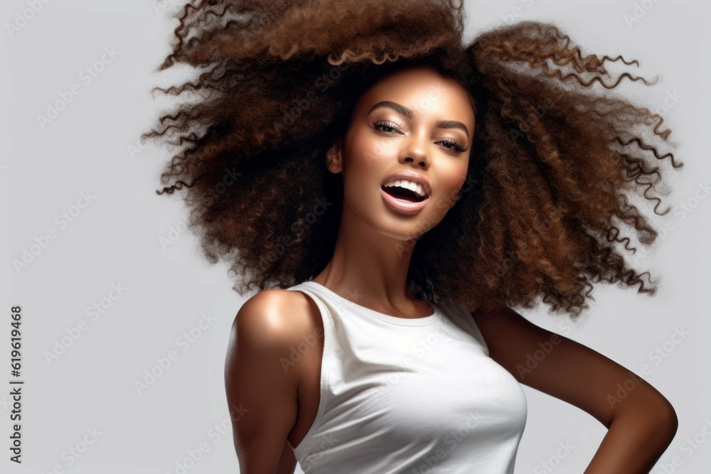 Afro american or black african woman have fun. AI generated, human enhanced Afro american or black african woman have fun. AI generated, human enhanced