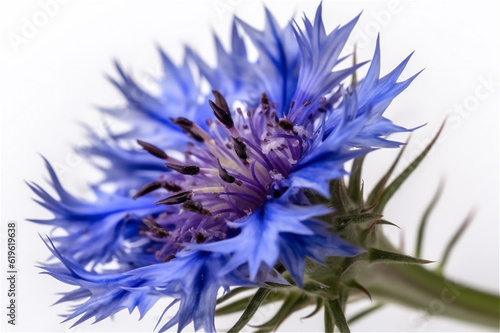 Blue cornflower flower isolated on white background. Selective focus. Native plants in Europe.