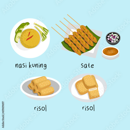Set Of Indonesian Food Illustration 