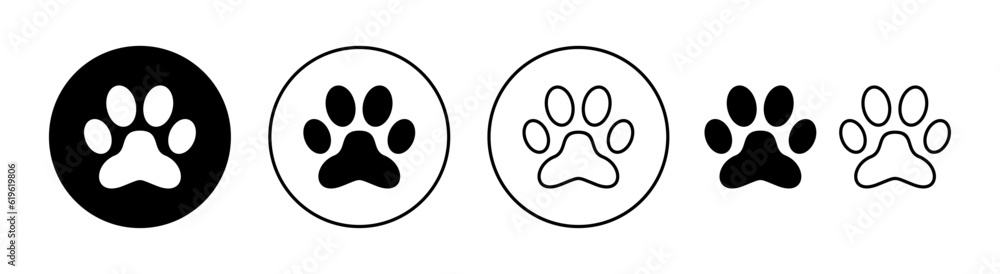 Paw icon set for web and mobile app. paw print sign and symbol. dog or cat paw Paw icon set for web and mobile app. paw print sign and symbol. dog or cat paw