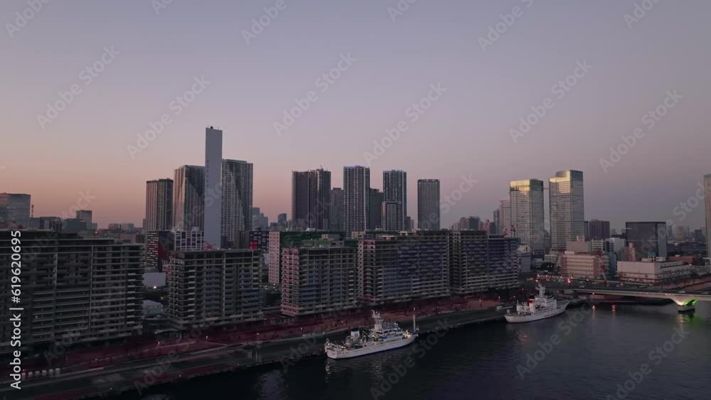 都市の夕景 空撮 都市の夕景 空撮