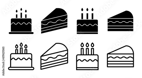 Cake icon set illustration. Cake sign and symbol. Birthday cake icon