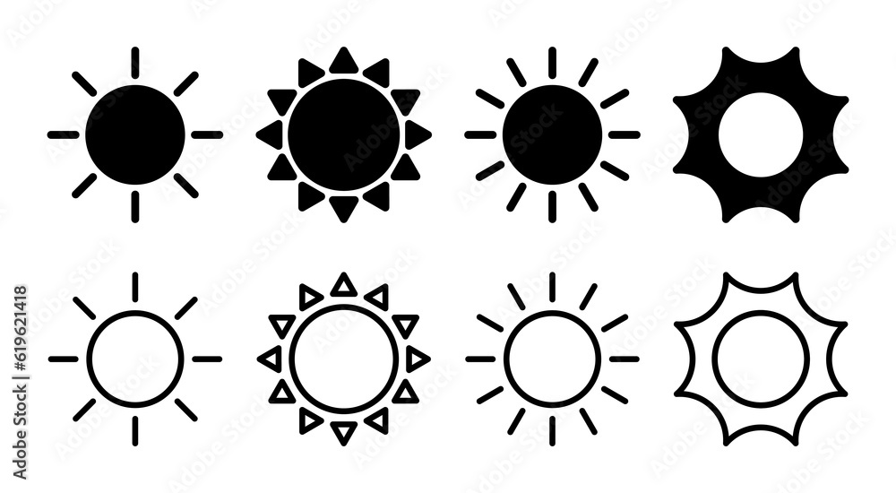 Sun icon set illustration. Brightness sign and symbol. Sun icon set illustration. Brightness sign and symbol.