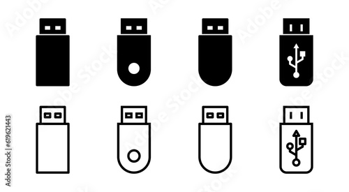 Usb icon set illustration. Flash disk sign and symbol. flash drive sign.