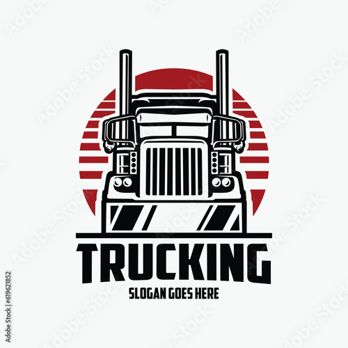 Trucking Company Circle Logo Template. Front View Truck Vector. Best for Trucking Related Industry