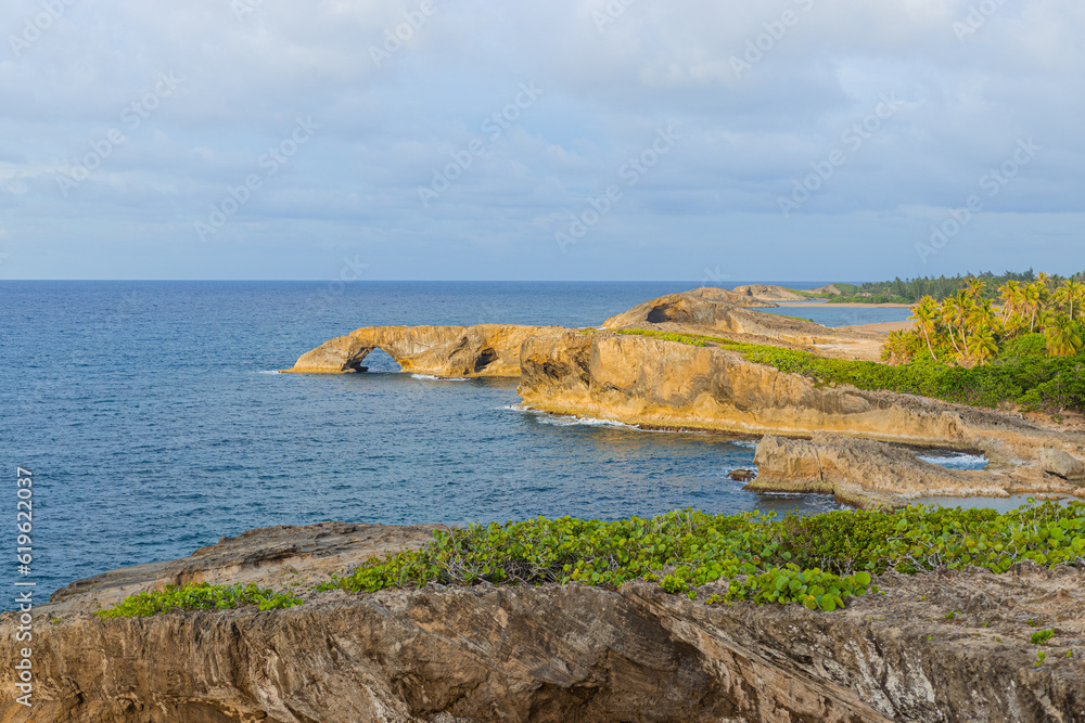 Arecibo rock formations with an arc shape landscape in the coast of puerto rico