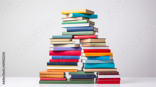 A Pile of Glossy Business Books on White Background - Symbolizing Continuous Learning and Knowledge Acquisition