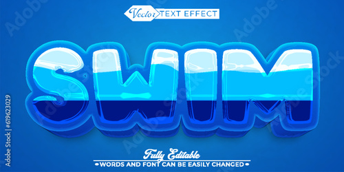 Cartoon Swim Vector Editable Text Effect Template