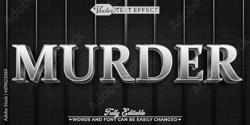 Prison Murder Silver Vector Editable Text Effect Template