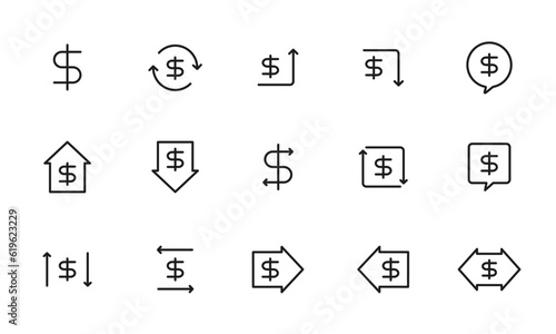 ドルのアイコンセット/金融/貨幣/通貨/イラスト/ベクター