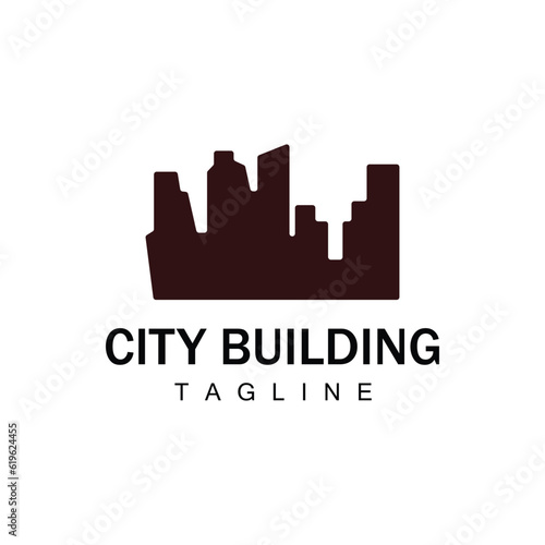 Skyline Logo, Simple Modern Design of Skyscrapers, Vector Cityscape Buildings, Icon Silhouette Illustration