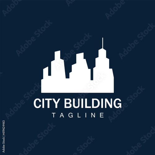 Skyline Logo, Simple Modern Design of Skyscrapers, Vector Cityscape Buildings, Icon Silhouette Illustration
