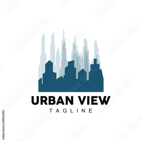 Skyline Logo, Simple Modern Design of Skyscrapers, Vector Cityscape Buildings, Icon Silhouette Illustration