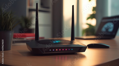Modern router on the table photo
