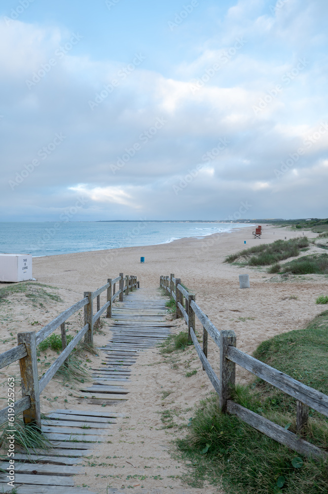 Sunset at Playa del Barco in the tourist city of La Pedrera in Uruguay.