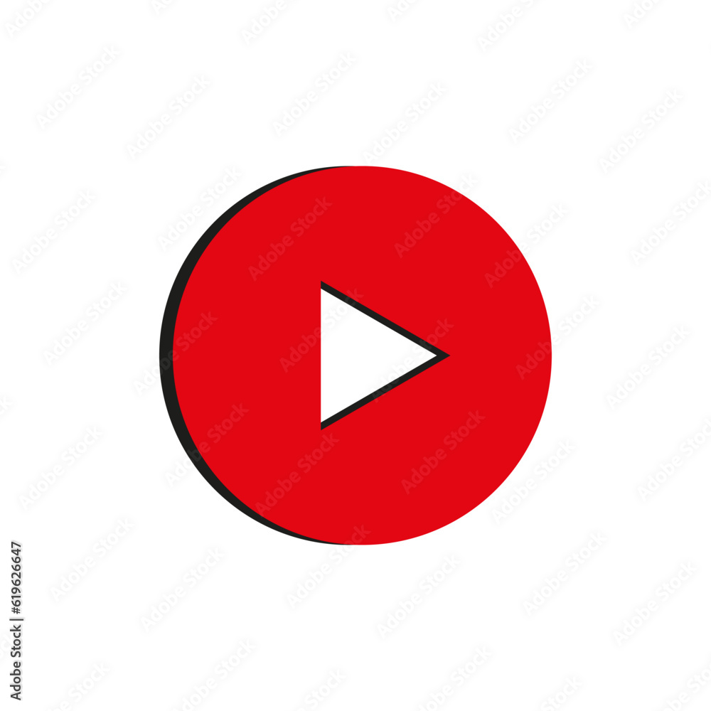 Red play button icon. Vector illustration. stock image. Red play button icon. Vector illustration. stock image.