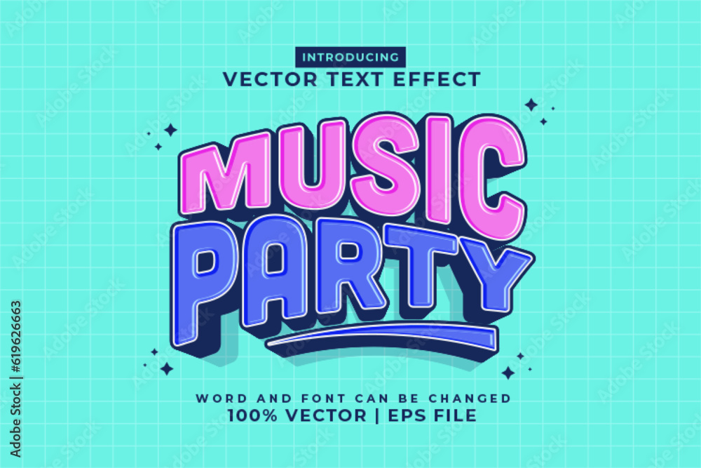 Editable text effect Music Party 3d Cartoon template style premium ...