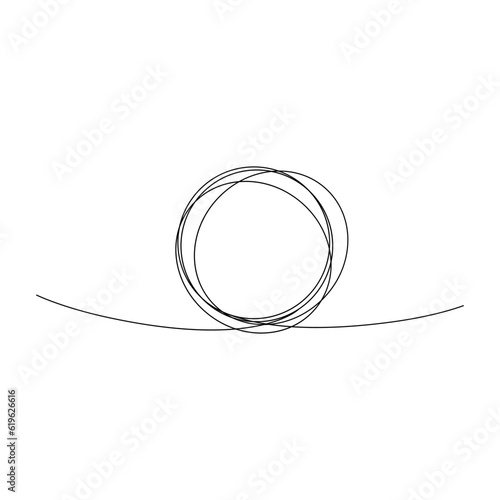 Continuous one line black circle. Vector illustration. EPS 10.