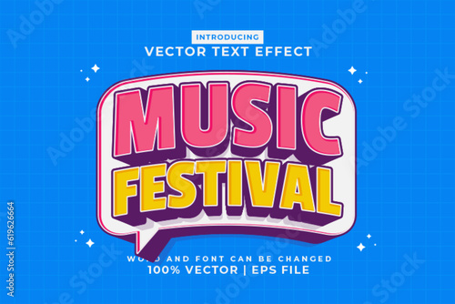 Editable text effect Music Festival 3d Cartoon template style premium vector